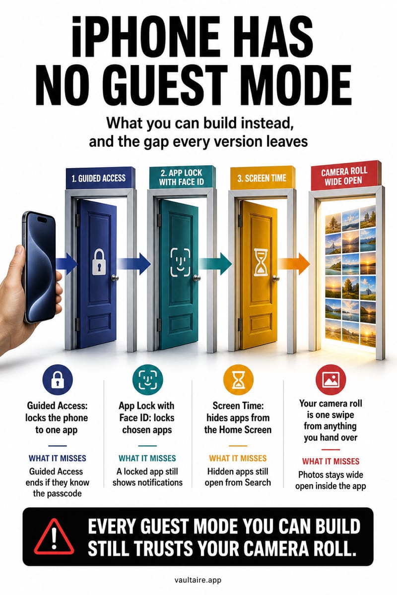 Does iPhone Have A Guest Mode? What To Use Instead — illustrated Vaultaire guide card