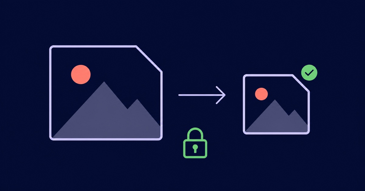 A large image tile becoming a smaller verified image tile inside a browser