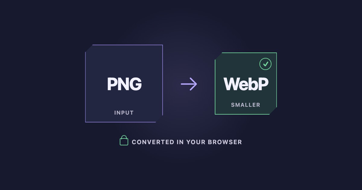A PNG image tile changing into a smaller verified WebP tile inside a browser