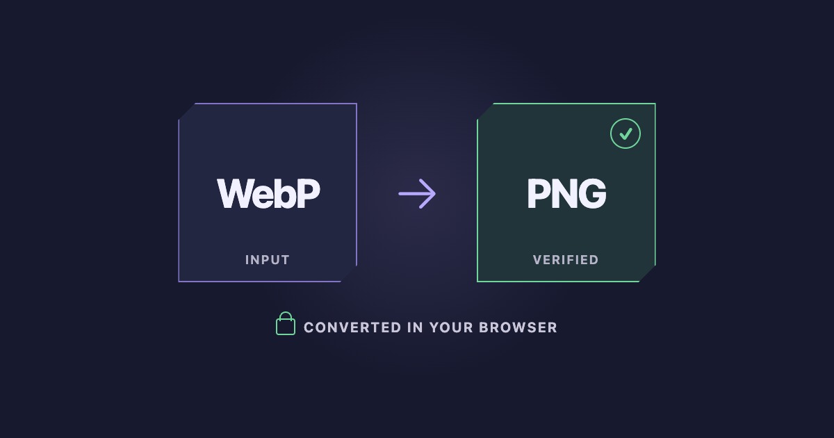 A WebP image tile changing into a verified PNG tile inside a browser